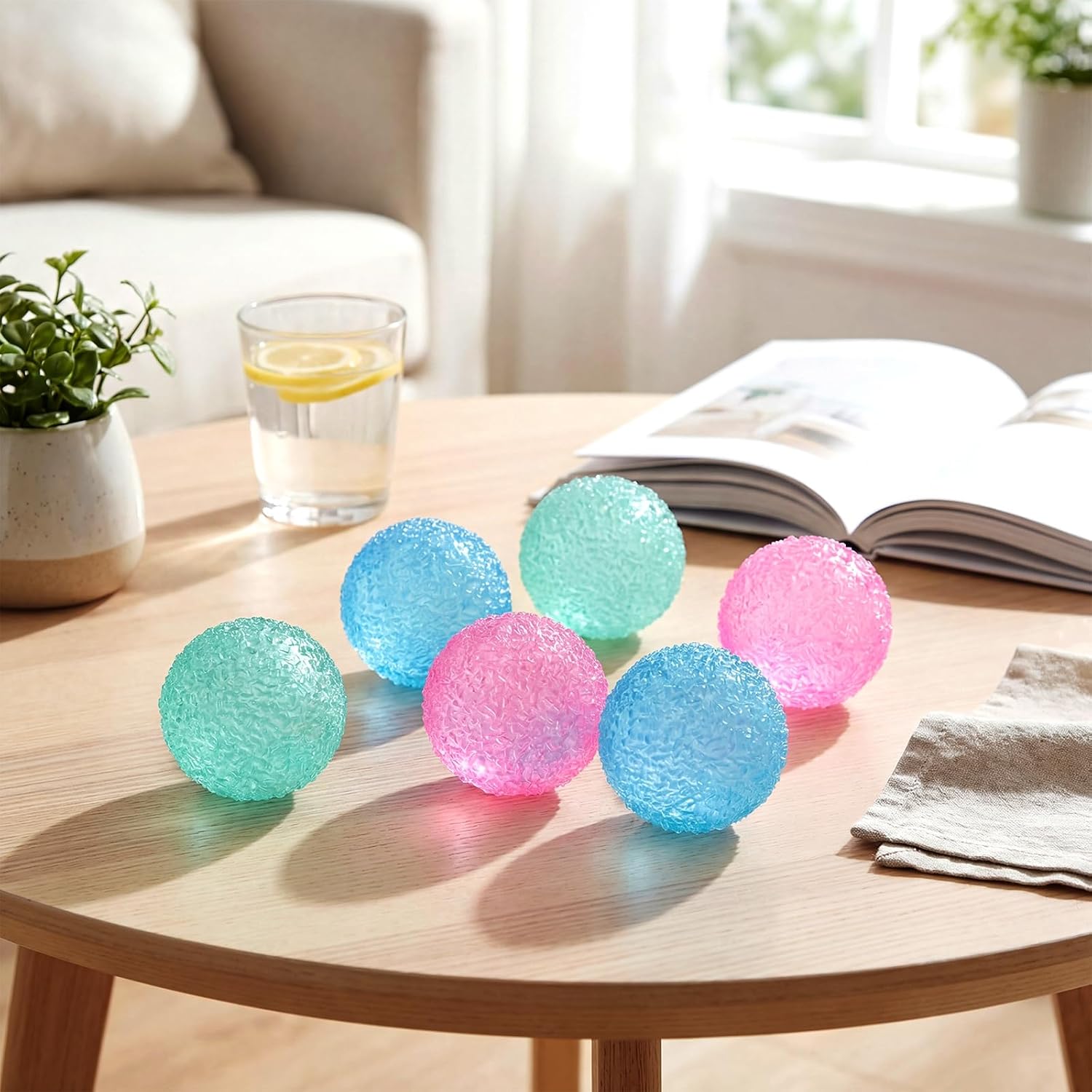 Gemscream 6 Pcs Sensory Squeeze Stress Balls for Adult - Textured Gumdrop Shape Stress Balls Toys Large Fidget Ball Soft Sugar Gel Ball for Anxiety Relief Autism ADHD Malt Party Favors Gift