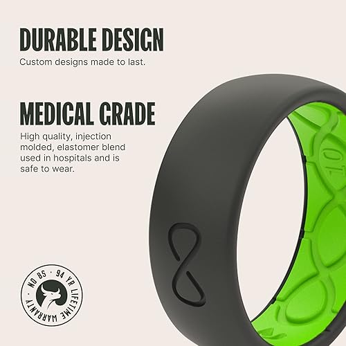 Miniatura 2 de Groove Life - Anillo de boda de goma transpirable para hombres, de silicona sólida, diseño único, cobertura de por vida, anillo de ajuste cómodo