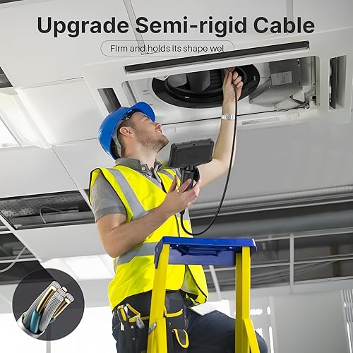Miniatura 8 de Oiiwak Boroscopio articulado bidireccional de pantalla de 5 pulgadas, cámara de inspección industrial de doble lente de 0.33 pulgadas con cámara de