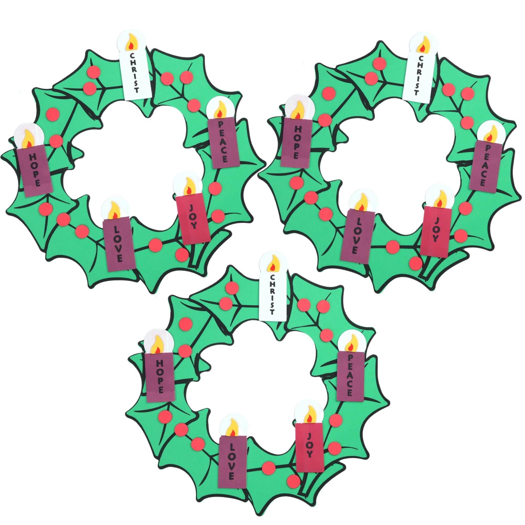 Needzo Advent Wreath Craft Kit, DIY Religious Christmas Decor, Holiday Activities for Sunday School, 10.5 Inches, Instructions Included (Pack of 3)