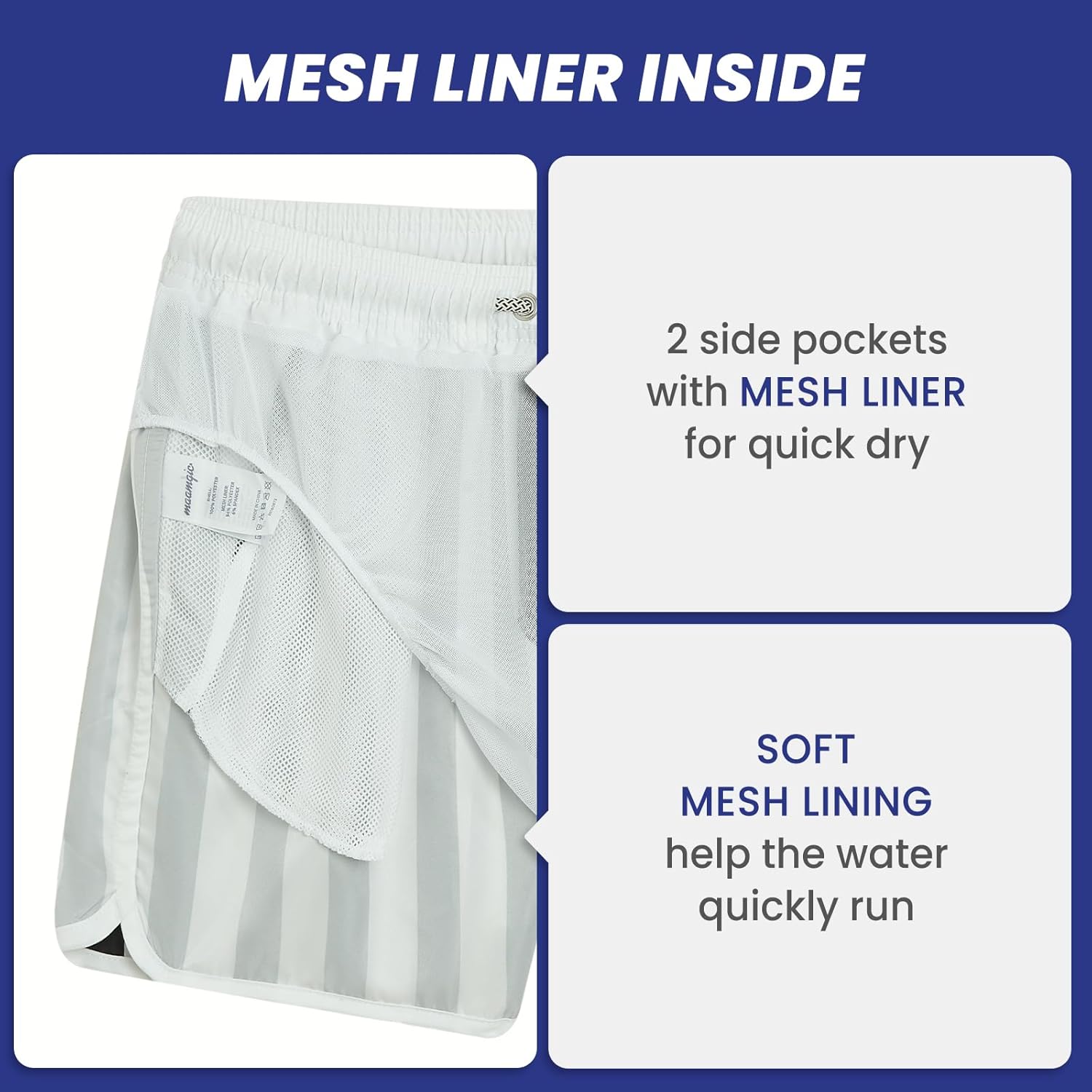 maamgic Mens Boys Short 80s 90s Vintage Swim Trunks with Mesh Lining Quick Dry Swim Suits Board Shorts - Image 4