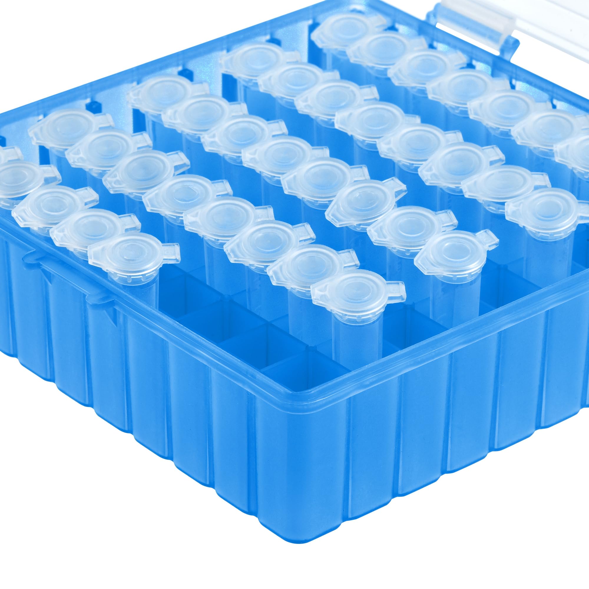 QUARKZMAN Zentrifugenröhrchen Gefrierlagerbox 100 Plätze Wasserdichter Polypropylen Verriegelbarer Kryogenischer Haltergestell für 1,5/1,8/2ml Mikrozentrifugenröhrchen Vials Proben, Blau