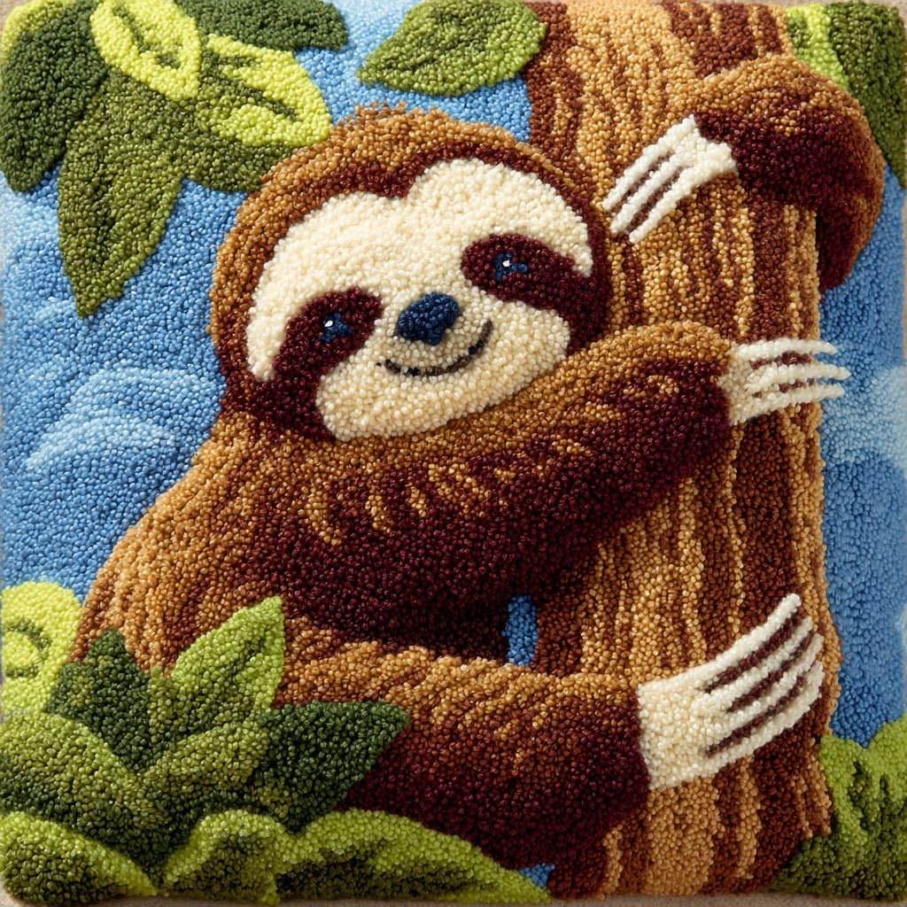 Henypt DIY Latch Hook Pillow Kit, Sloth