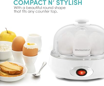 Elite Gourmet EGC007CHW Easy Electric 7-Egg Cooker, BPA-Free, Classic White