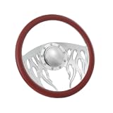 Flashpower 14'' Billet Flame Half Wrap 9 Bolts Steering Wheel with 2'' Dish and Horn Button &lpar;Burgundy&rpar;