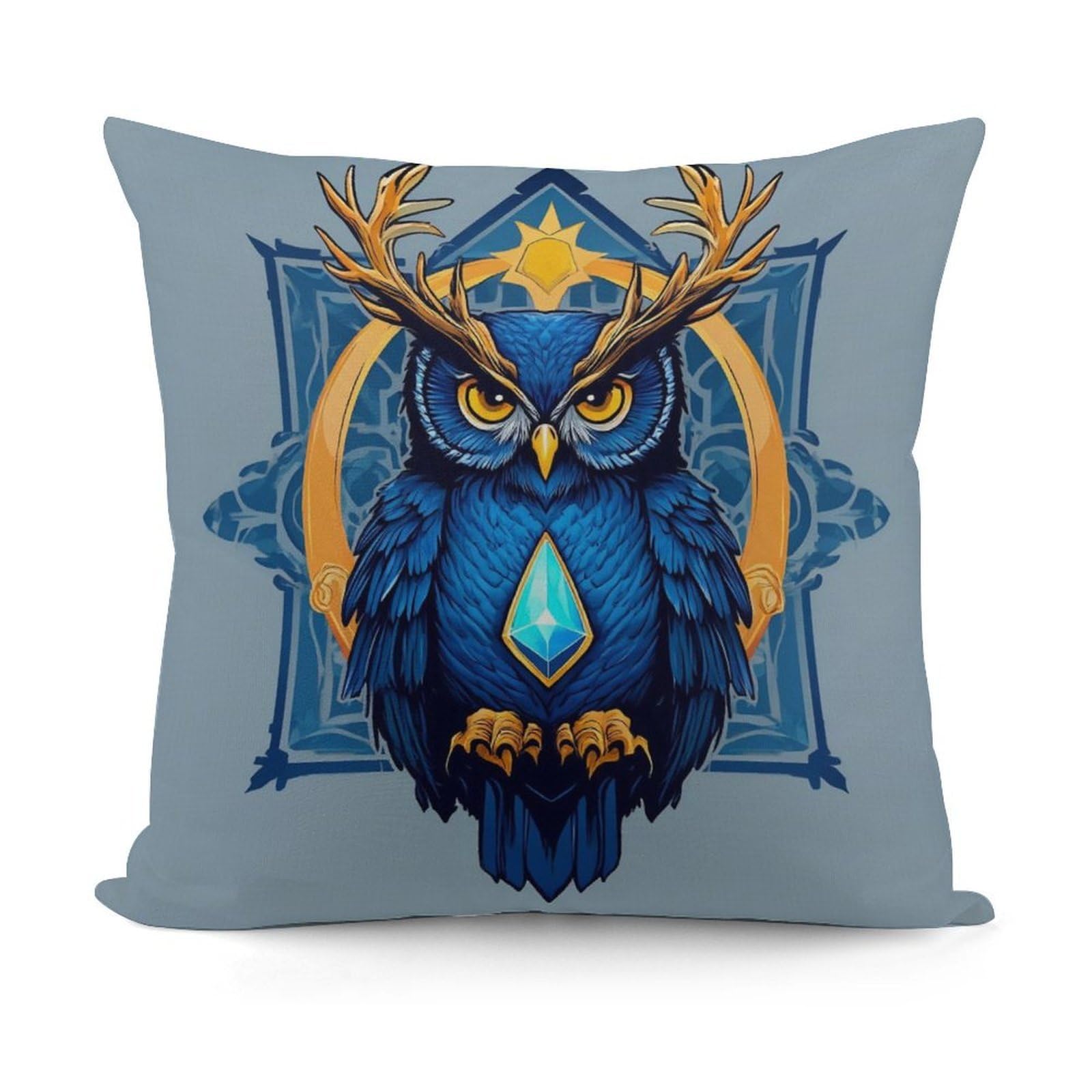 Smazdfxx Picture(554) Unique Pattern Soft Abstract Diamond Heart Deer Owl Art Plush Pillow Cover With Zipper For Sofa, Couch, Living Room Decorative