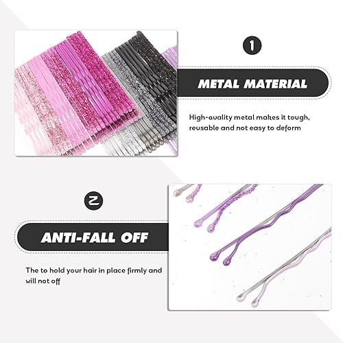 Miniatura 4 de 96 pasadores con purpurina, pinzas metálicas para el cabello para mujeres y niñas