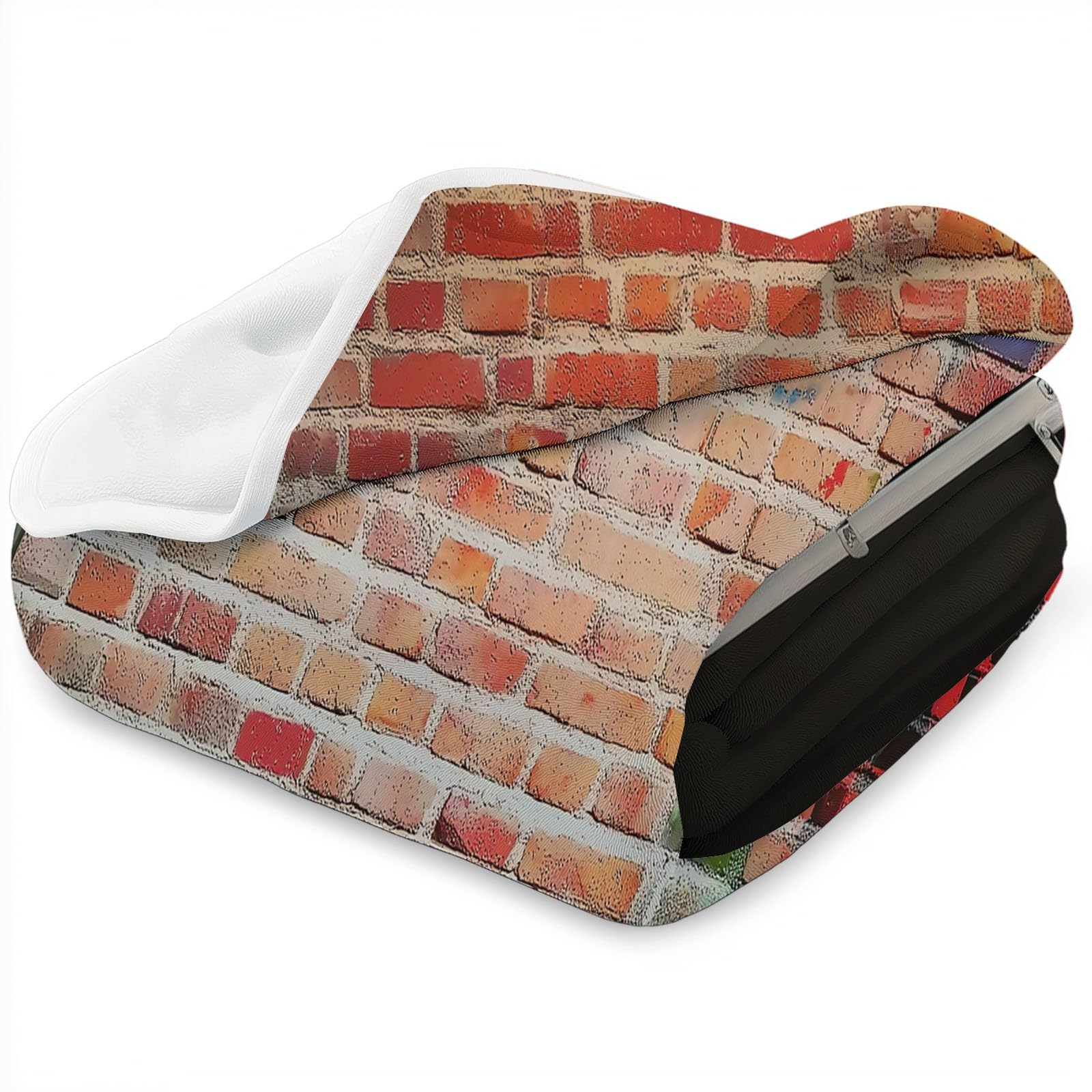 Koc polarowy z mikrofibry 220 x 240 cm, kreskówkowe studio 3D z cegły druk miękka flanelowa pluszowy koc na łóżko dla dorosłych i dzieci kemping, czerwony