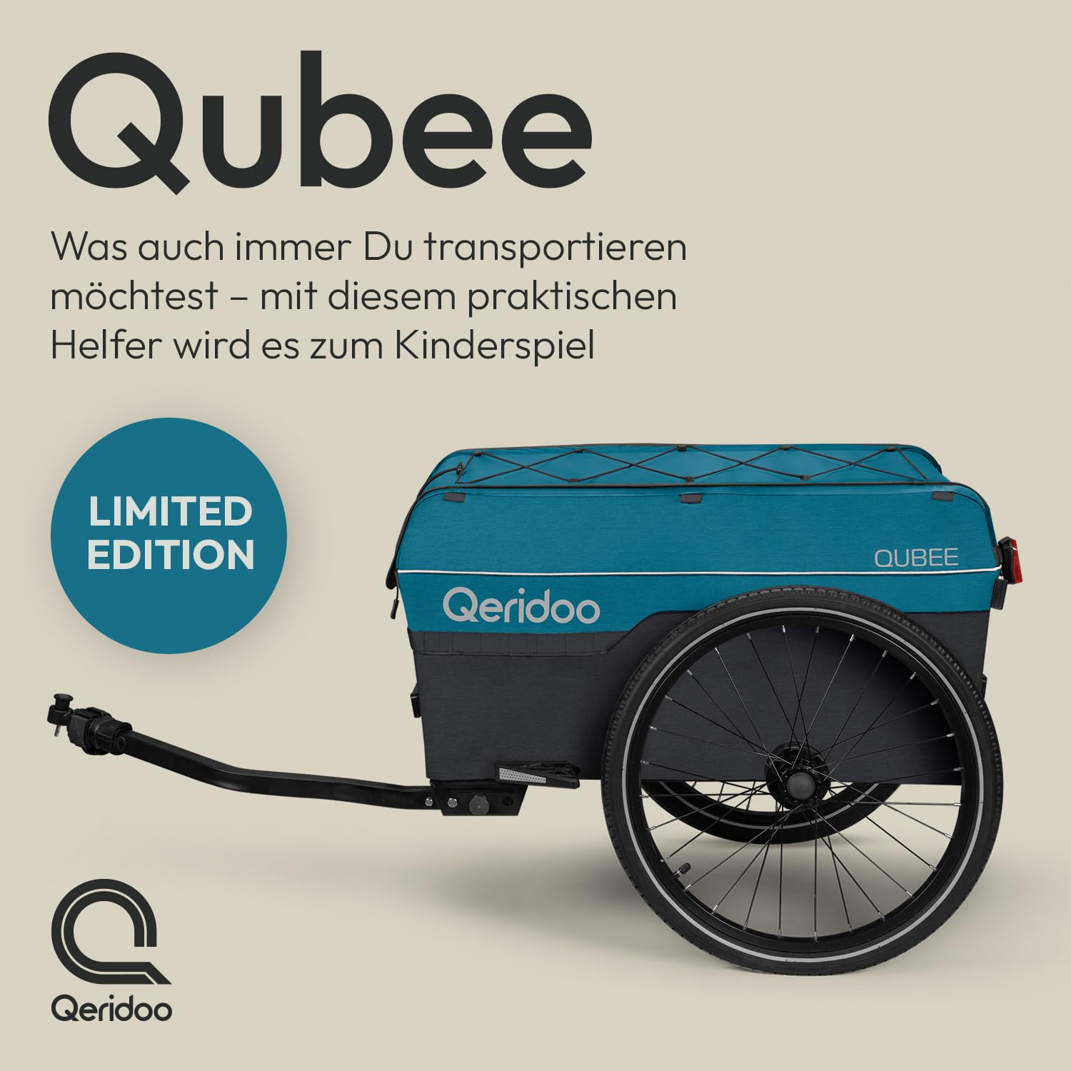 Qeridoo Qubee | Klappbarer Lastenanhänger | Fahrradanhänger & Bollerwagen faltbar mit Luftreifen | Fahrrad Zubehör Transport | Bike Trailer