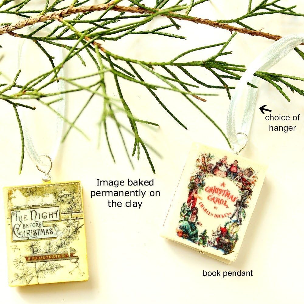 Christmas Classics Story Mini Book Pendant Ornaments from Polymer Clay by Book Beads