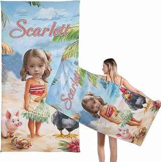 Personalized Beach Towels with Name Face Photo, Custom Funny Muscle Body Microfiber Beach Towel for Adults Men Teen Boys,Customized Quick Dry Swim Bath Pool Travel Beach Towel,Summer
