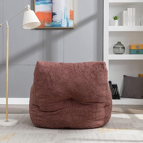 Miniatura 4 de Antetek Sillas puff para adultos y niños, moderna silla de acento ultra suave para sala de estar, dormitorio, apartamento, peluche rojo