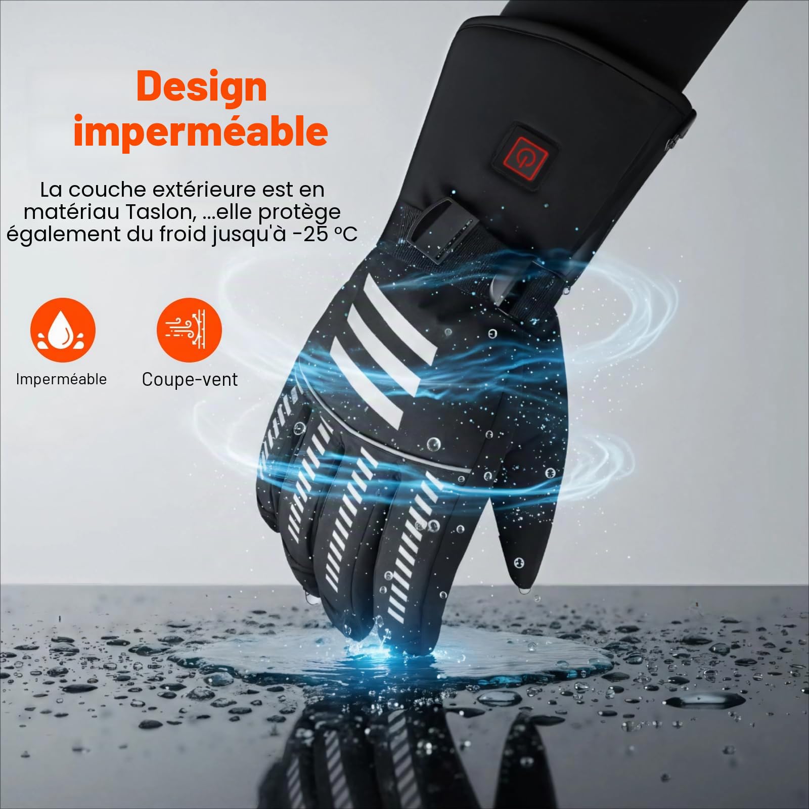 Gants Chauffants Rechargeables pour Homme et Femme, Gants de Ski Chauffants Électriques avec Batterie 3000mAh, 3 Niveaux de Chauffage, Imperméables, Tactiles pour Moto, Randonnée, Chasse