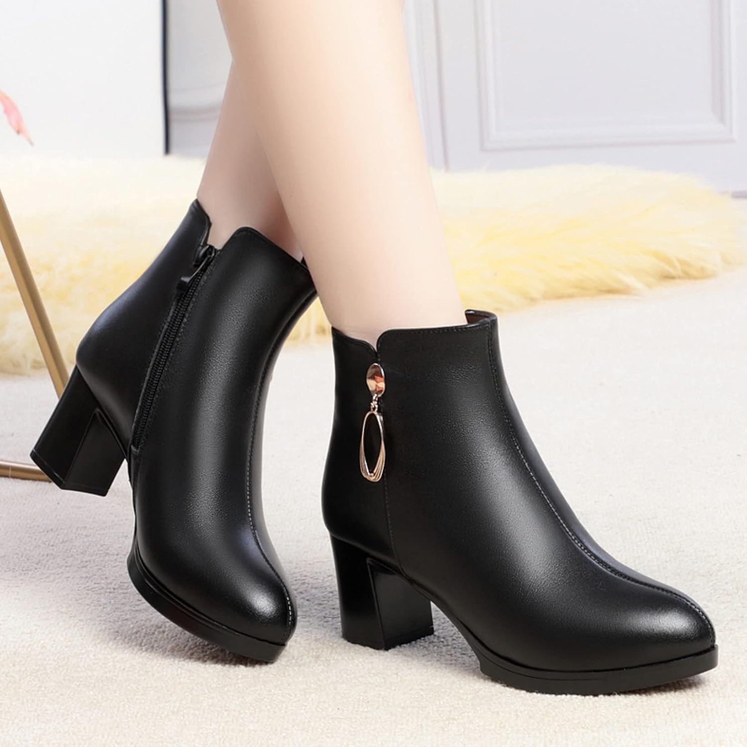 エルメスブラウン ストレッチニット ブーティ ヒール8cm