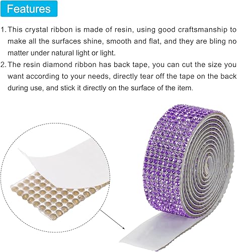 Miniatura 4 de MECCANIXITY 3 rollos de cinta de diamantes de imitación autoadhesiva de 3 yardas de 0.709 in para proyectos de artes y manualidades, pasteles de