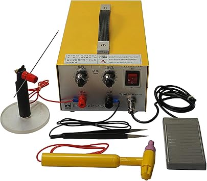 Jewelry Spot Welder Kit DIY Pulse Sparkle Spot Jewelry Welder Professional Soldering Machine Gold Silver Steel Jewelry Welder with Foot Pedal for Hardware Gold Silver Steel,110V-30A
