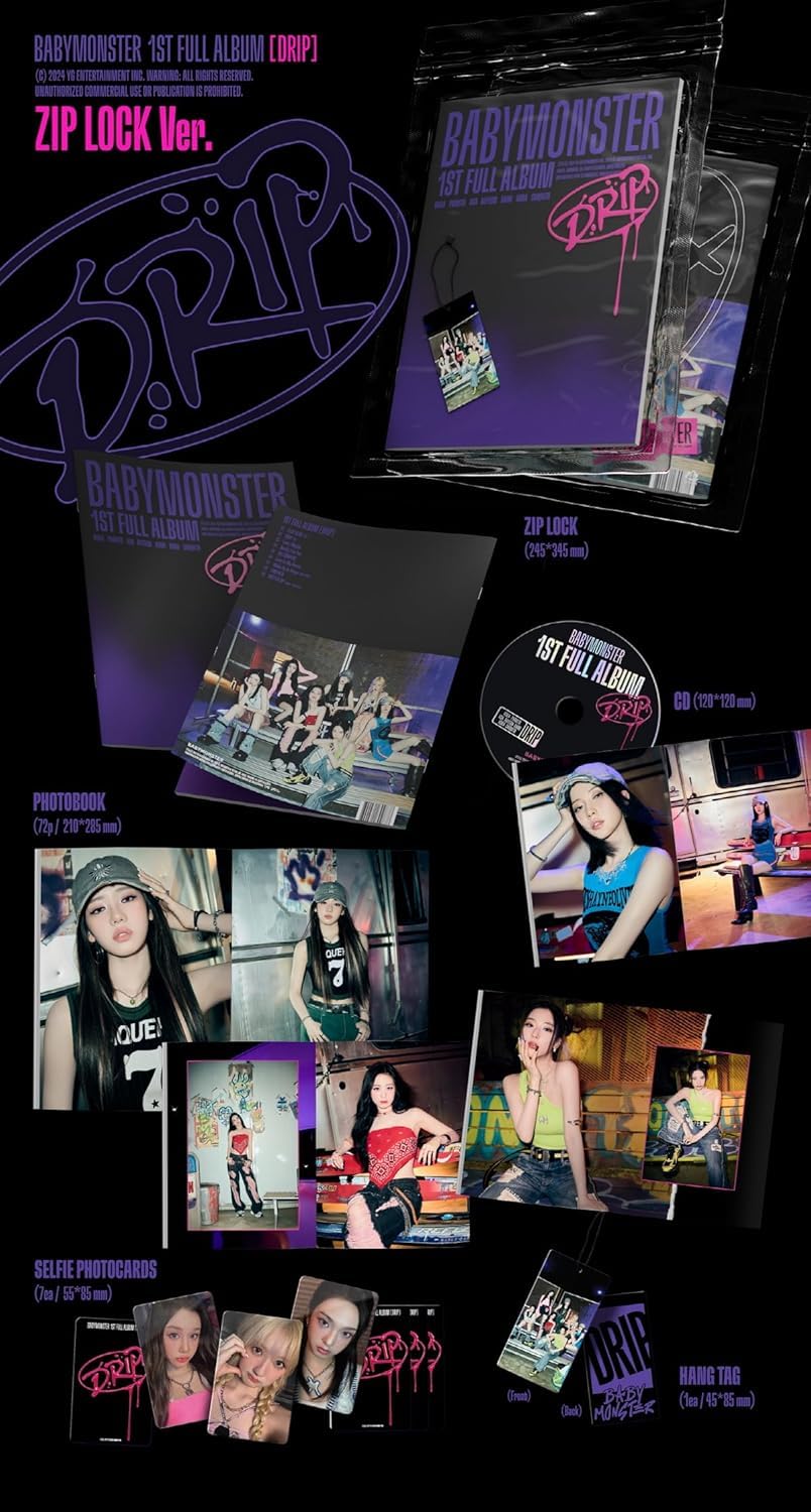 Amazon.com: BABYMONSTER - DRIP 1st Full Album (ZIP LOCK ver.) +