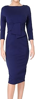 Women's Work Office Business Square Neck Sheath Midi Dress - Buy now