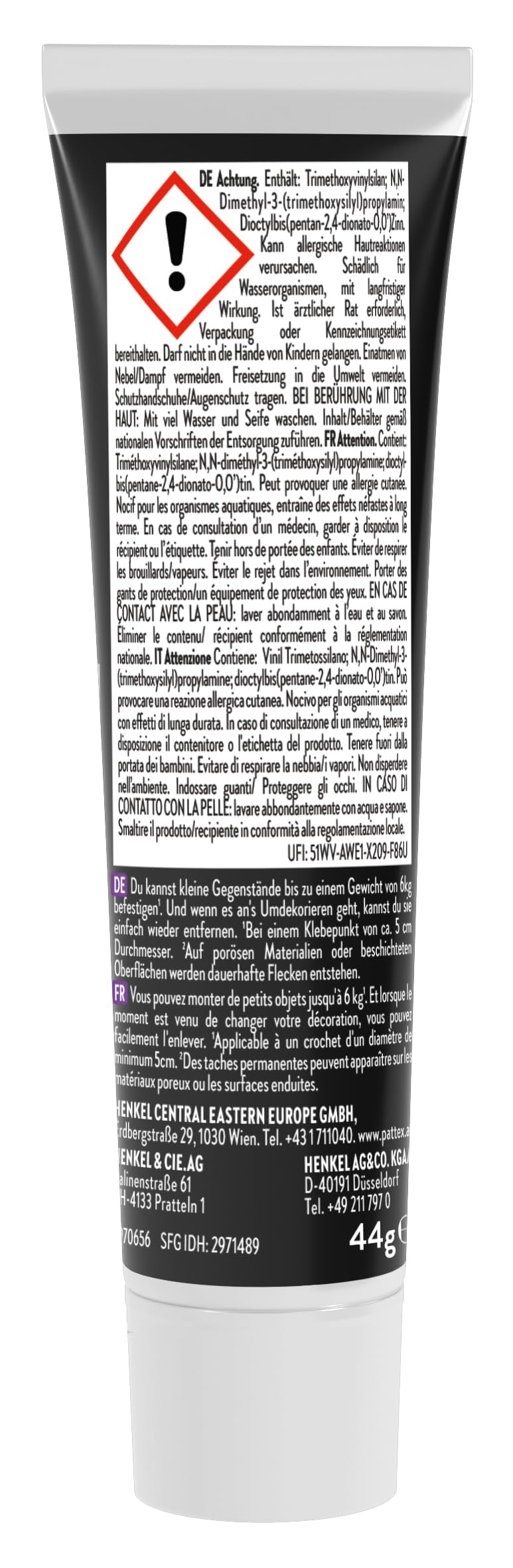 Pattex Montaggio Rimovibile Kleben statt Bohren Fix & Ab, Adesivo Forte per Mensole e Supporti a Parete, Tubo 44 g, PVC