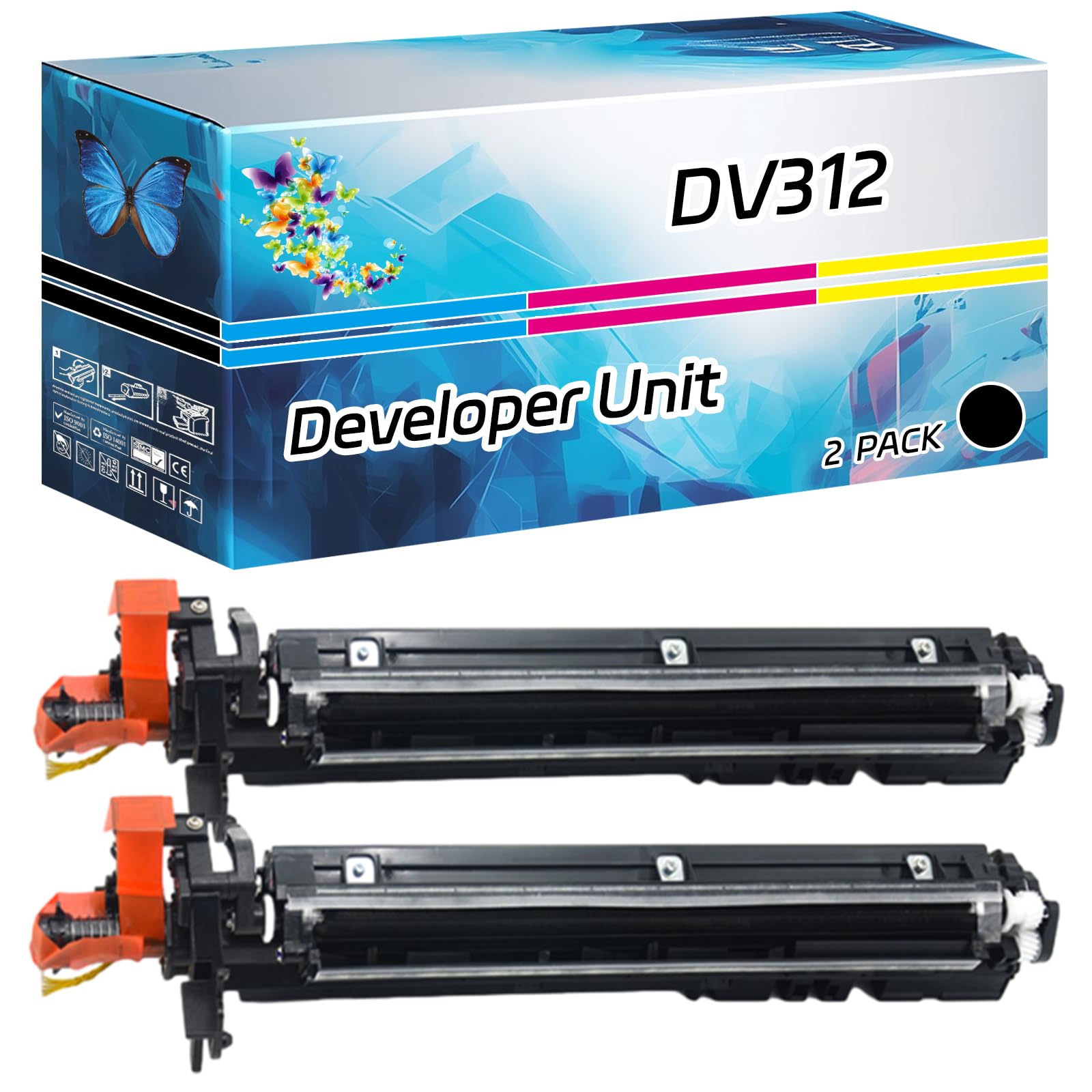 TONERC DV312 Developer Unit Compatible for Konica Minolta bizhub 227 287 367 Printers, High Yield 200000 Pages, with Chip High-Definition Printing (2-Pack Black)