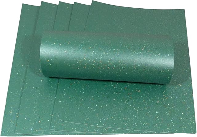 10 Sheets A4 Christmas Green Sparkle Paper with Iridescent Sparkle 120gsm One Sided for Crafts Card Making