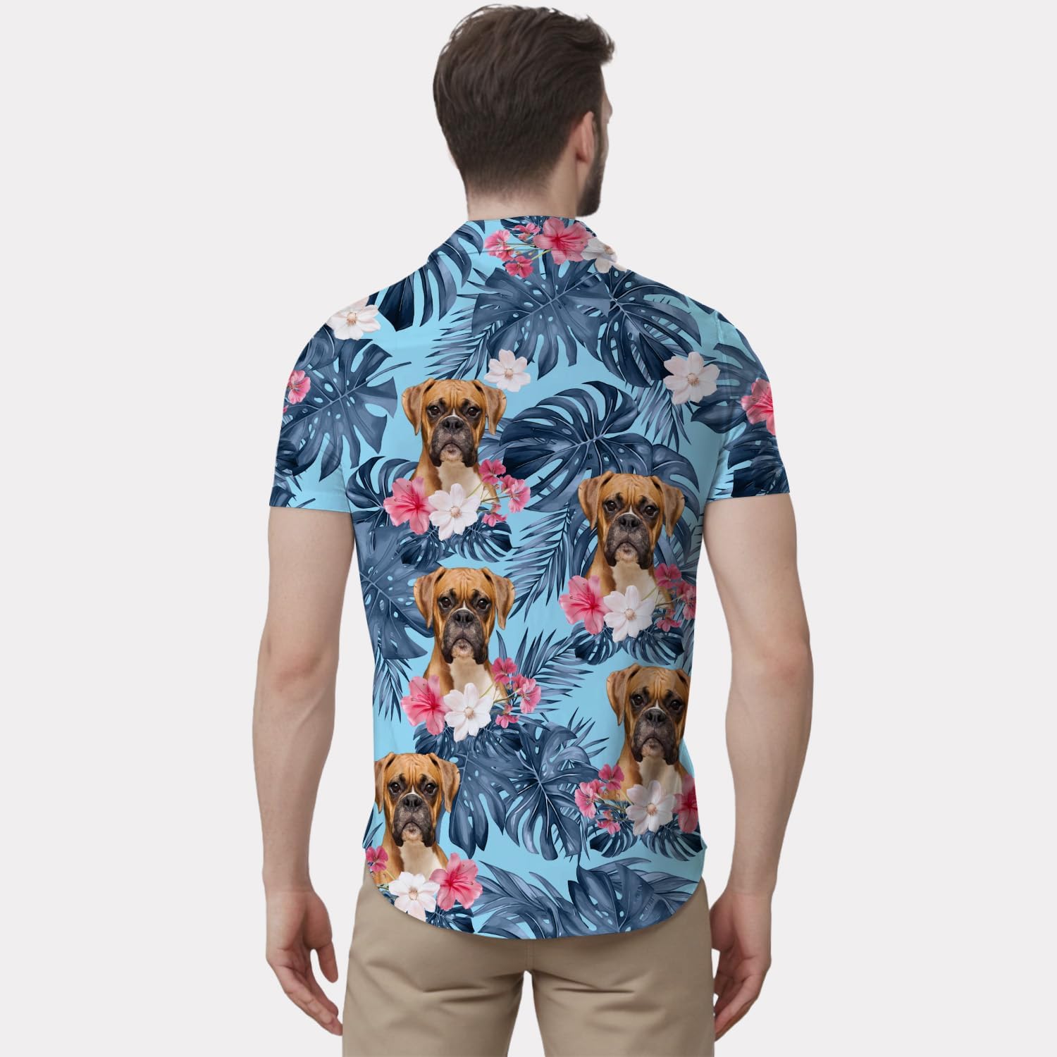 Boxer Hawaiian Shirts for Men,Button Down Beach Casual Shirtss