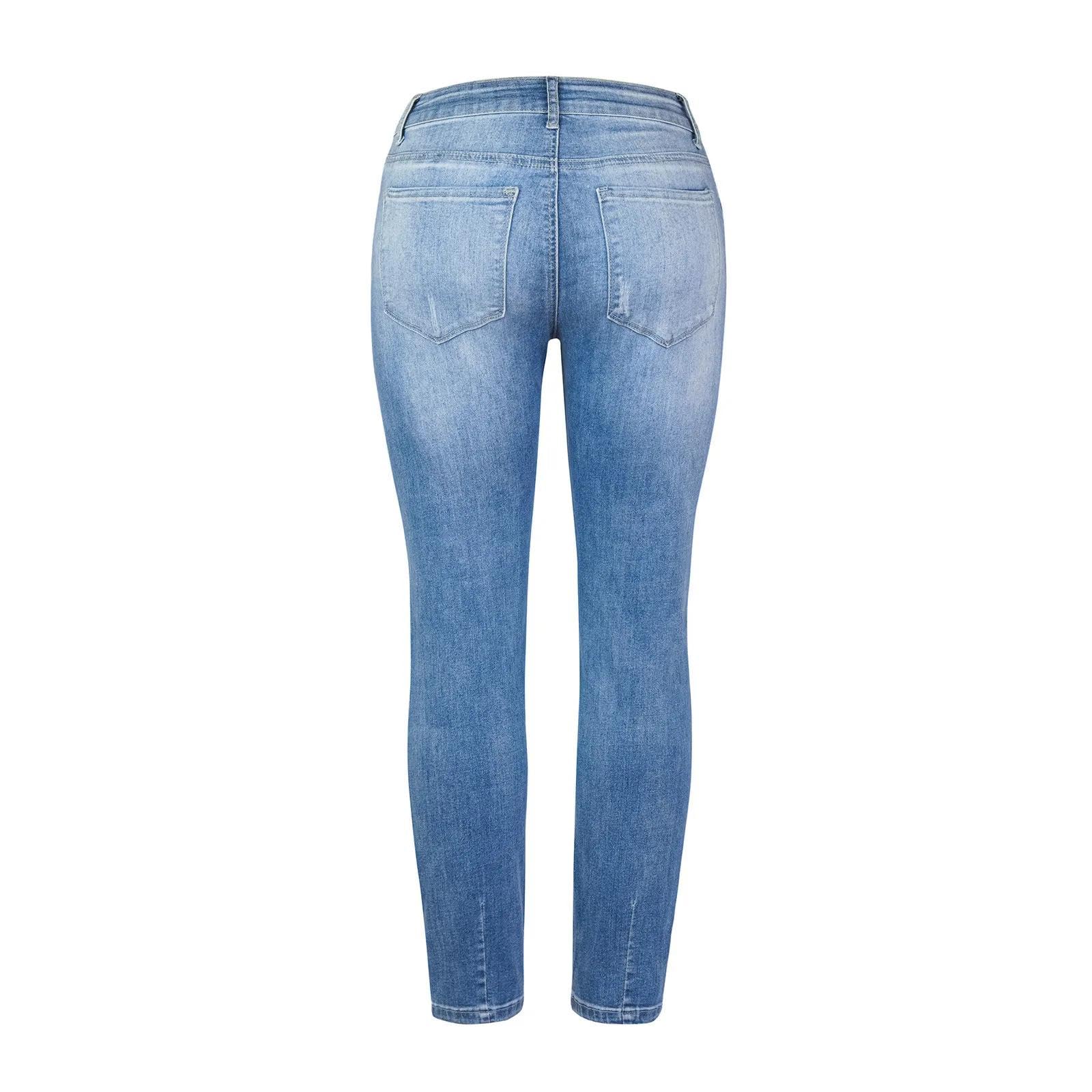 Jeans Pantalon Jeanshosen Damen Hosen Jean High Waisted Boyfriend Slim Fit Jeans Distressed Stretch Denim Hosen