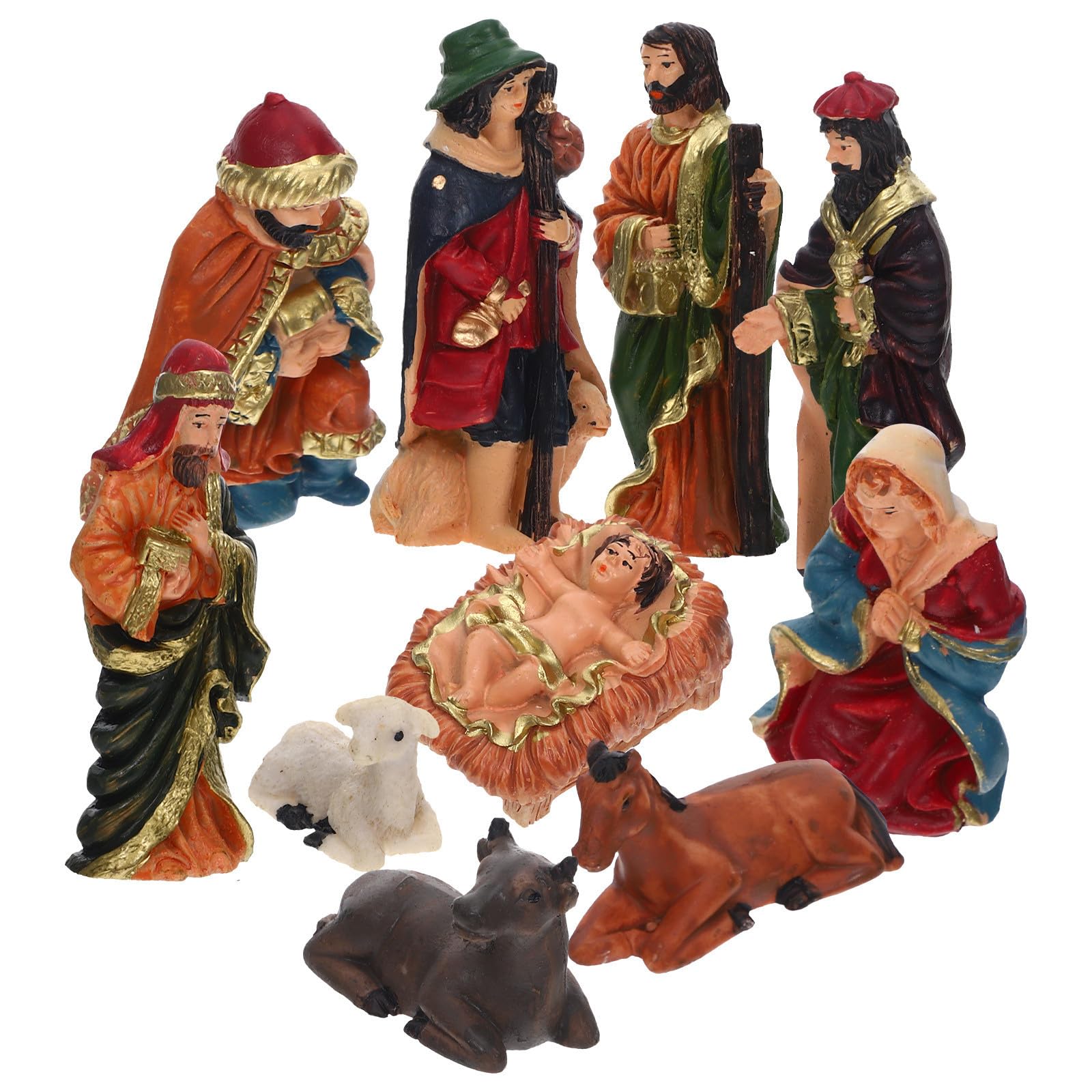 Toyvian 3 Sets Kleine Krippenfiguren aus Kunstharz für Zuhause und Büro