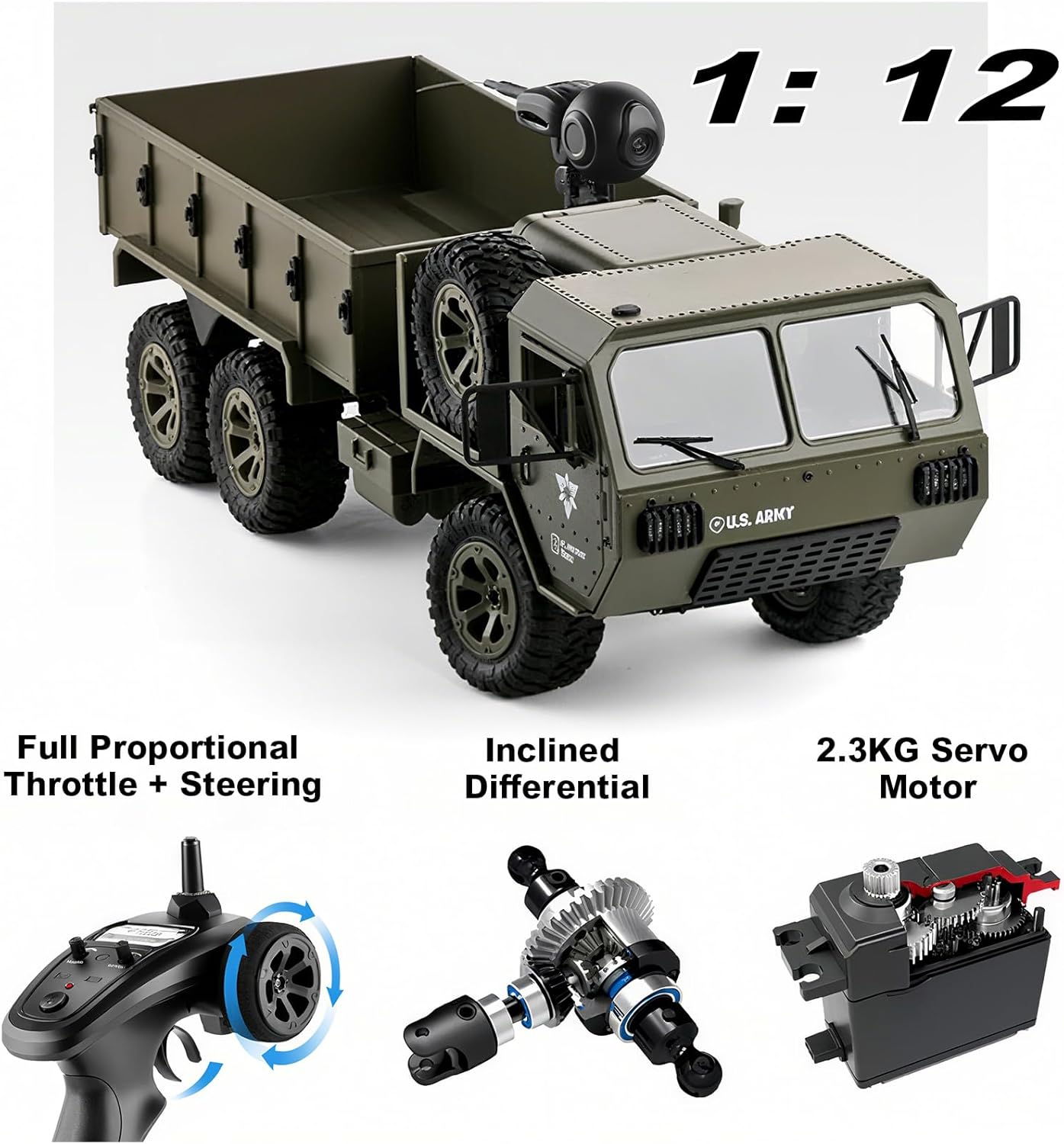 FY004 1/16 6wd Rc Car, Full Proportional Steering Throttle 2.4G High-Speed Rc Climbing Car, High Simulation Pickup Model Can Be Modified Off-Road Remote Control Truck Outdoor Adult And Children'S Toys