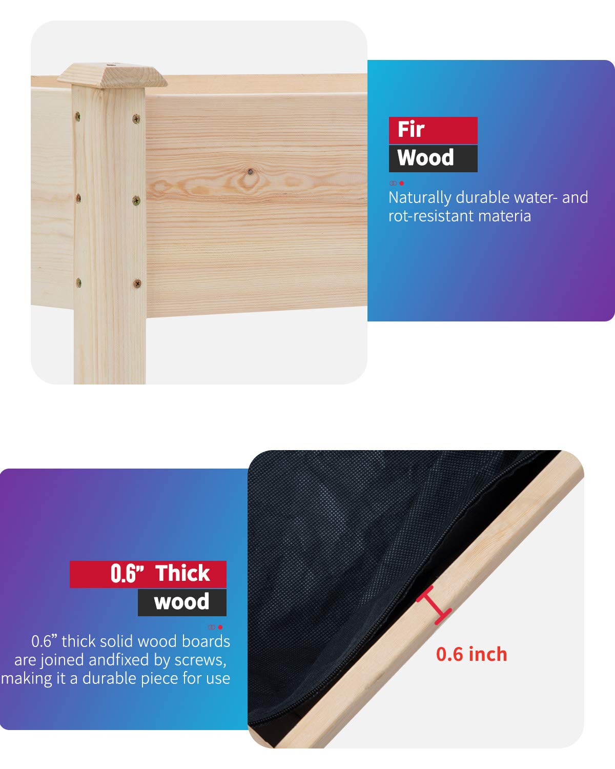 Raised Garden Bed with Legs 48x23x32 Inch Wheels Elevated Garden Bed