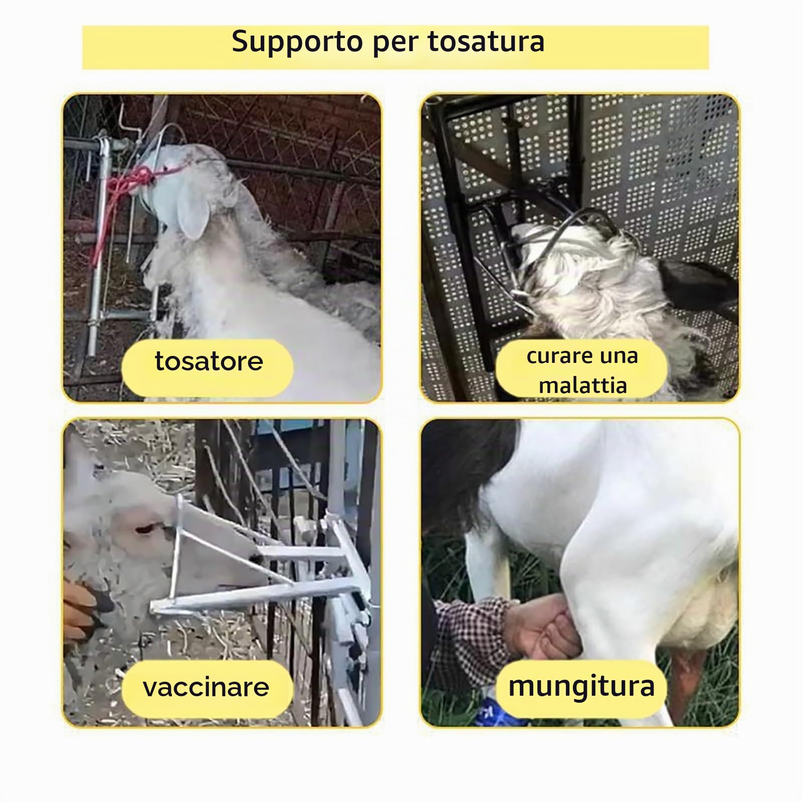 Supporto per tosatura delle pecore, supporto portatile regolabile per testa di pecora con cavezza, versatile supporto per mungitura di capre per uso domestico e agricolo