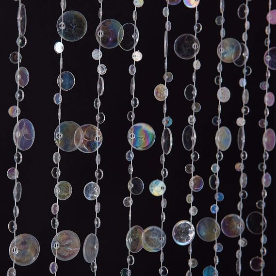 3FTx6FT Faux Crystal Iridescent Acrylic Bubbles Beaded Curtain Doorway Curtains for Room Divider Closet Party Wedding Kids Bedroom Backdrop Decoration