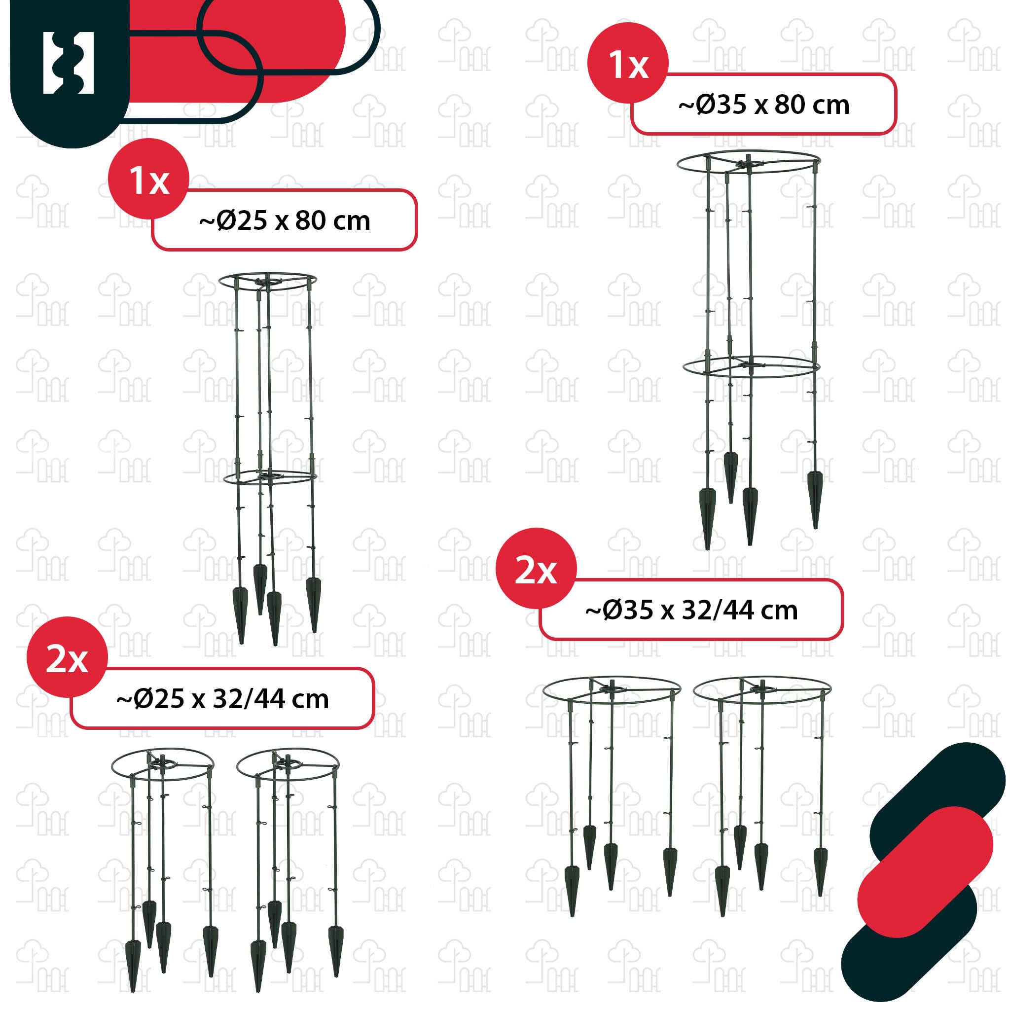 KOTARBAU® Traliccio per Rampicanti ⌀ 35 x 80 cm, Sostegno per Piante, PVC | 6 Pezzi, Supporto per Piante Rampicanti, Tutori Pomodori, Supporti per Piante, Griglia per Piante Rampicanti, Verde, Rotondo
