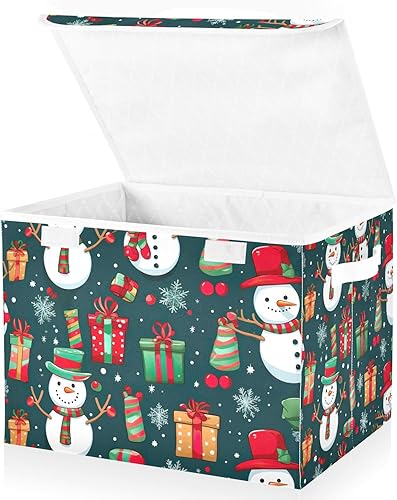 Miniatura 2 de Regalos de muñecos de nieve de invierno de Navidad, bolsas de almacenamiento plegables para ropa, contenedores de almacenamiento de tela con asa