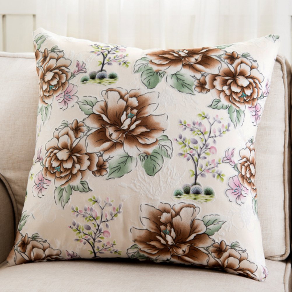 Oreiller fleurs style country américain 55x55 cm idéal pour le confort de votre bureau