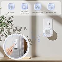 Vista 2 de Timbre inalámbrico, kit de timbre PHYSEN con 1 transmisor, 1 receptor, resistente al agua, funciona a 1000 pies, 32 tonos de timbre, 4 niveles