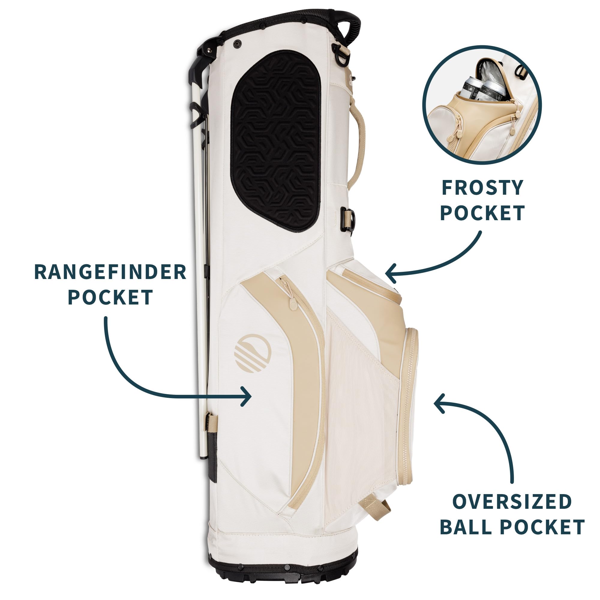 Sunday Golf Ryder Standbag: Leichtes Golfbag, 2,22 kg, mit Wasserdichten Reißverschlüssen, 7 geräumigen Taschen, Das ideale Golf Standbag für bis zu 14 Schläger. | Leicht, 2,2 kg, 14 Fächer, 5-Wege-Trennwand, frostige isolierte Tasche, wasserabweisende Re