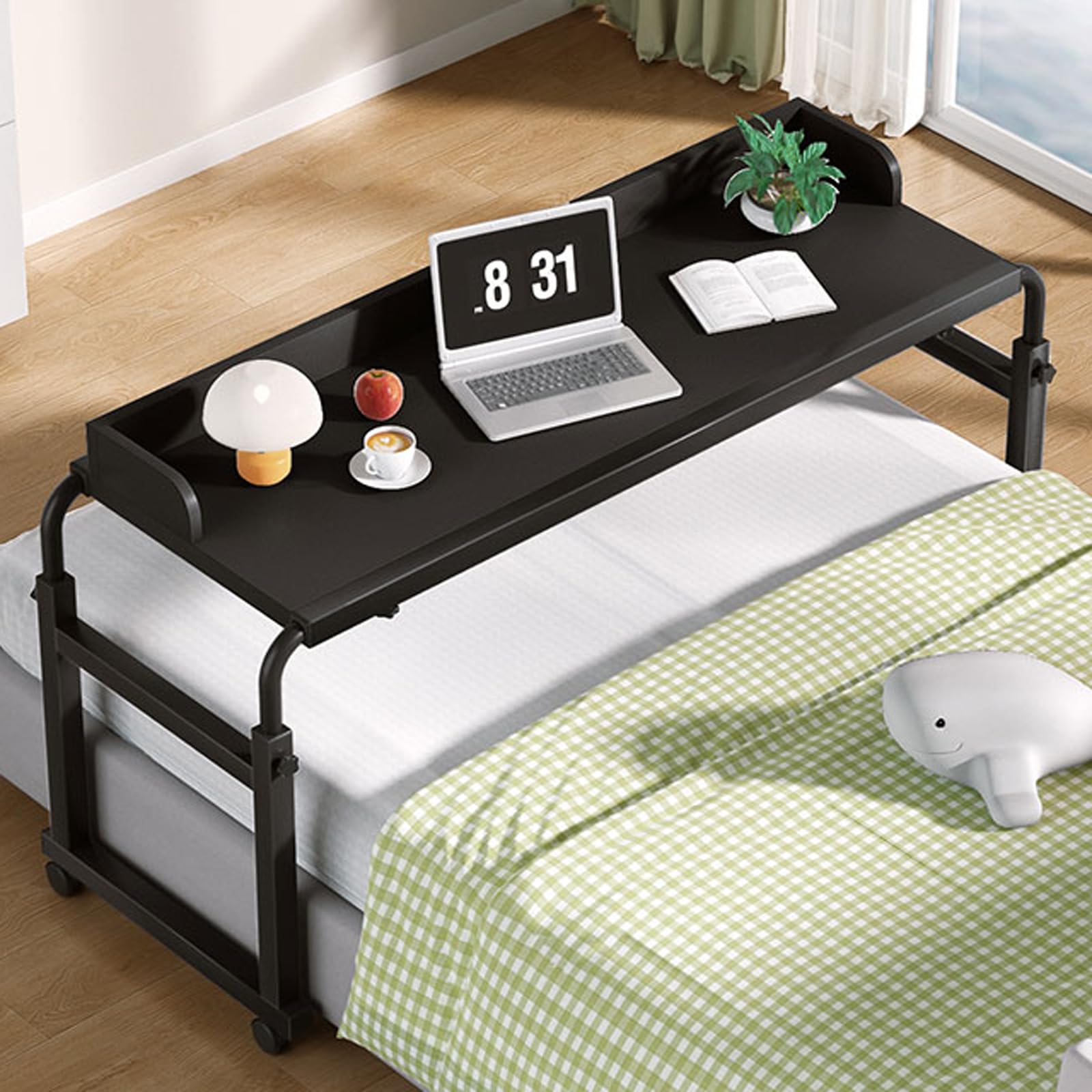 Ordinateur portable de table de lit d'hôpital réglable à quatre roues