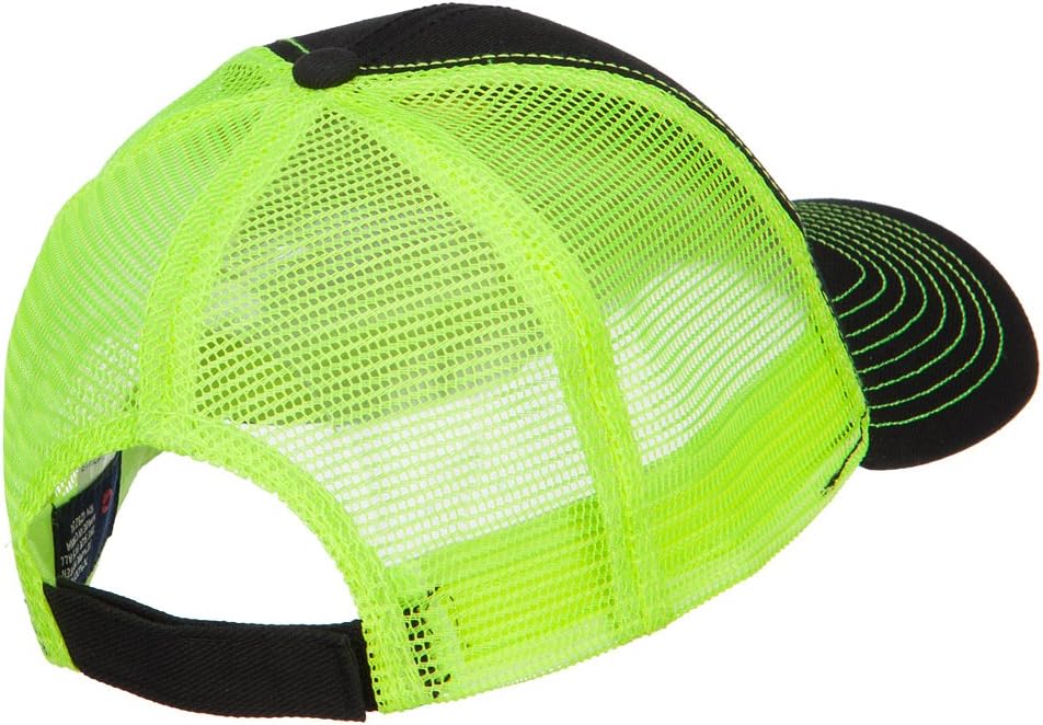 e4Hats.com Heavy Cotton Twill Trucker with Neon Mesh Cap