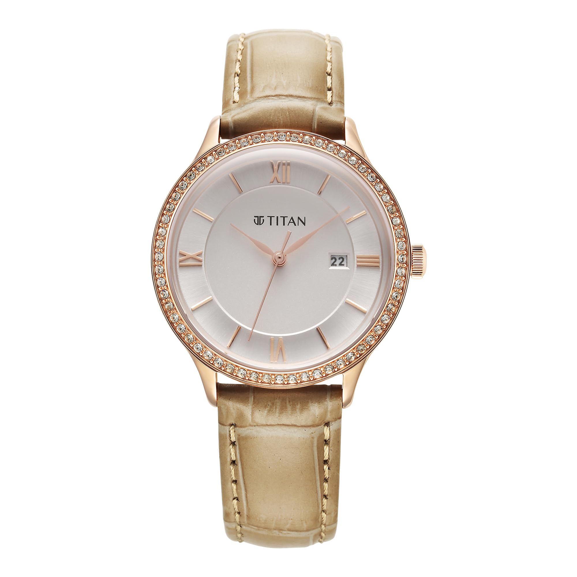 Titan Bright Leathers Silver Dial Analog with Date Leather Strap Watch for Women-NS95247WL04 (B0CCS5V54H) Amazon Price History, Amazon Price Tracker