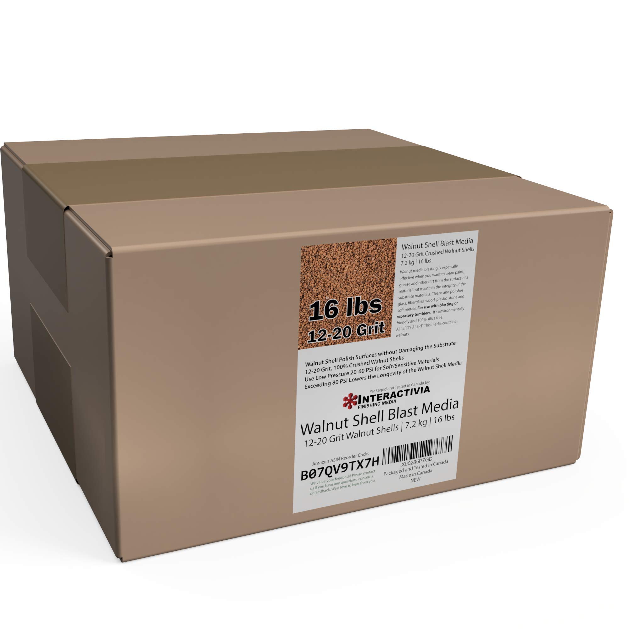 16 lbs or 7.2 kg Ground Walnut Shell Media 12-20 Grit - Medium Course Walnut Shells for Tumbling, Vibratory Or Blasting