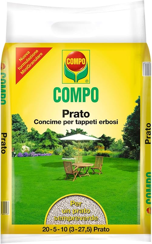 COMPO Prato, Concime per Tappeti Erbosi, Per una Nutrizione Completa di Prati Ornamentali e Sportivi, Per un Prato Sempreverde, 4 kg
