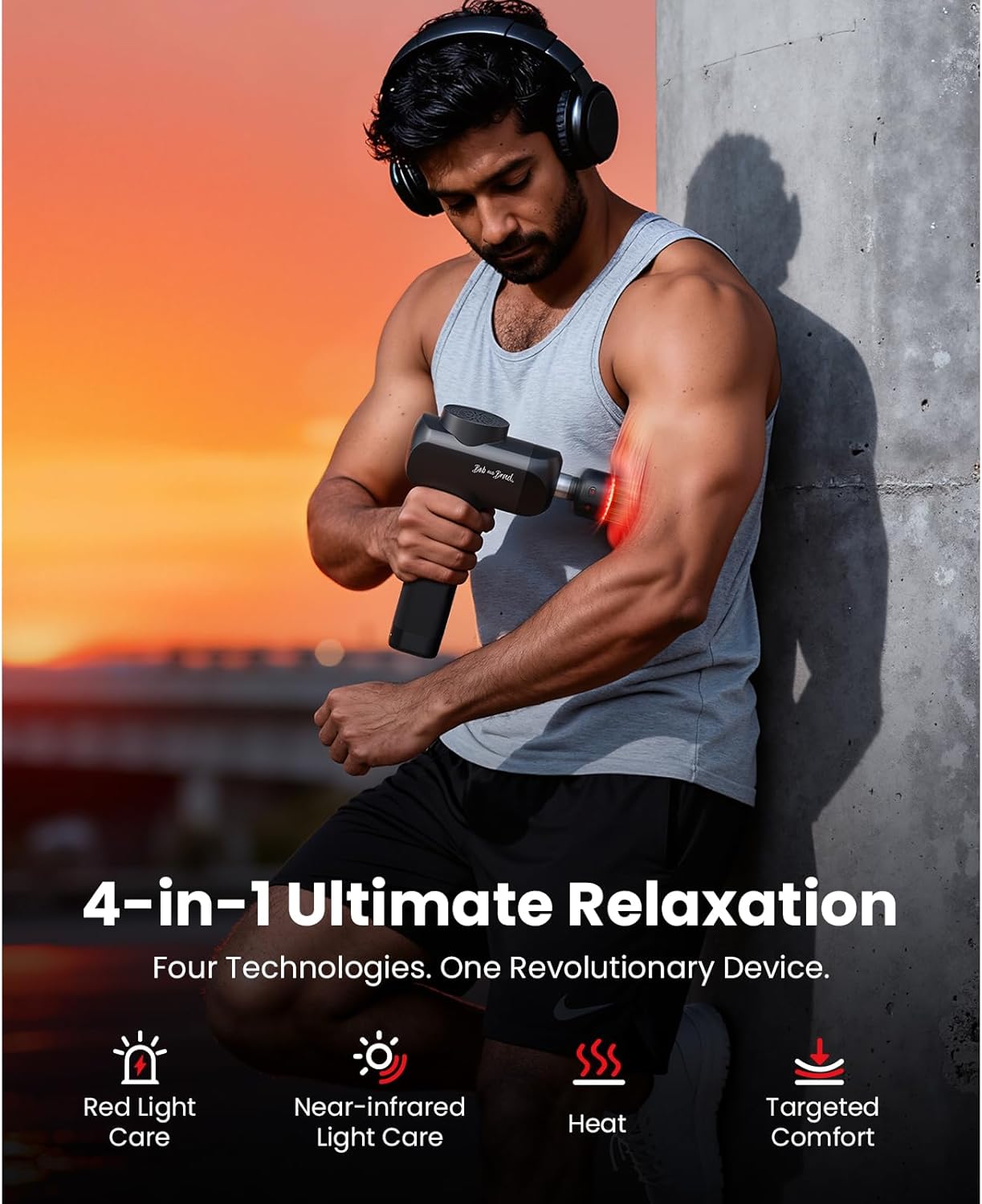 BOB AND BRAD X6 Ultra Massage Gun with Heat and Infrared Light, Metal Head, Professional Percussion Deep Tissue Muscle Massager Gun for Athletes with 6 Replacements - Image 4