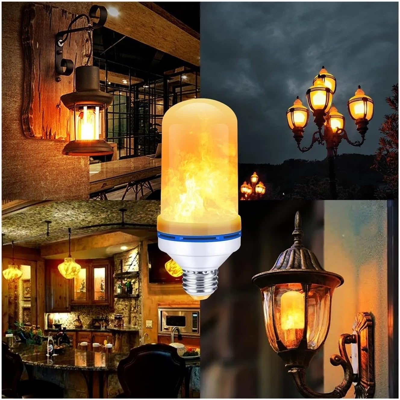 Dynamic Flame Effect LED E27 Bulb - 12W Flickering Fire Lamp for Home Lighting - 110V-220V(Blue)