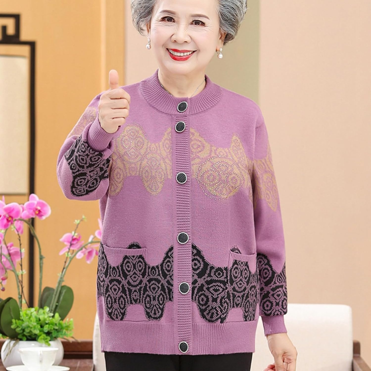 60代 ファッション [GUREITOJP] 高齢者 女性 ニット セーター 2点セット 花柄 XL-4XL [ [GUREITOJP] ニット セーター レディース 高齢者 花柄 カーディガン 婦人 XL-4XL 春秋冬 カジュアル ゆったり