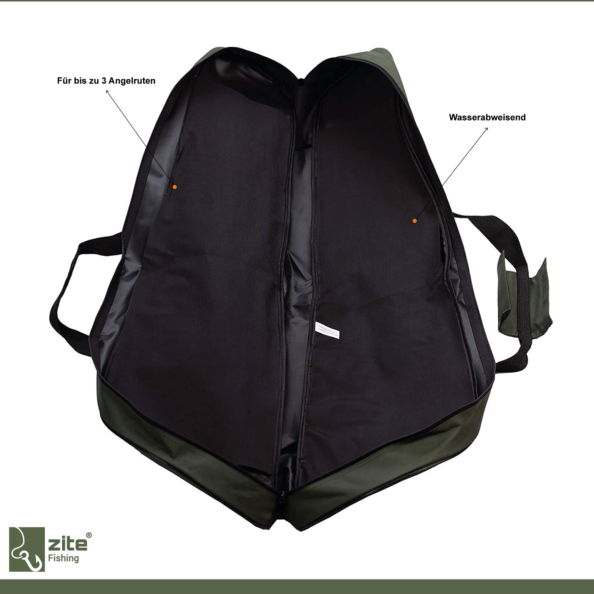 Zite Fishing Angelset Forelle / 2 Teleskop-Ruten 240cm / 2 Forellen-Rollen Bespult / 1 Rutentasche Angeln 100cm / 1 Angel-Kescher Gummiert 160cm
