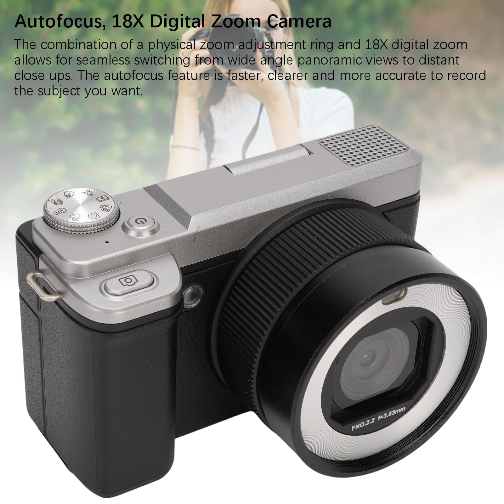 XUMIUZIY Cámara Digital 5K para Fotografía, Cámara Vlog con Enfoque Automático WiFi y Zoom Dual de 18X con Pantalla Abatible de 3"