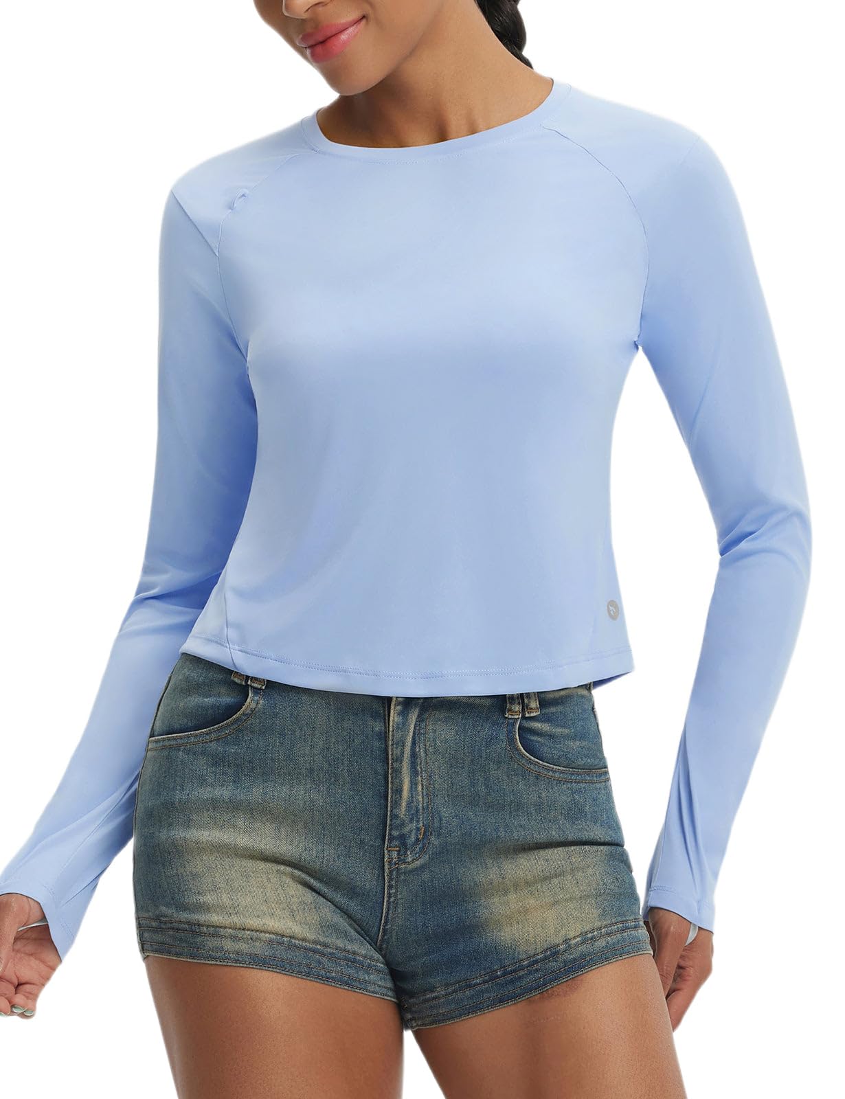 baleaf Women's UPF 50+ Long Sleeve Sun Shirts Crop Rash Guard UV Workout Tops SPF Slim Fit Lightweight Athletic Hiking-picture-11