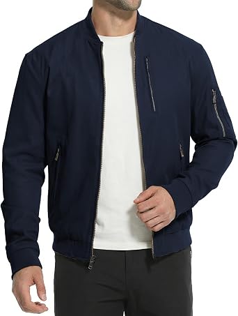 Mens Bomber Jackets Windbreaker Lightweight Zip Up Fall Coats Spring Golf Work Jacket