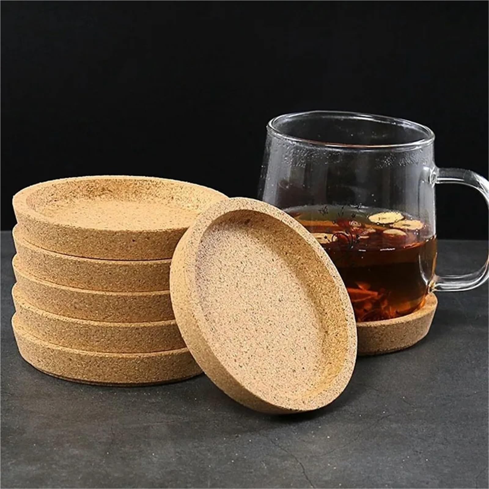 Posavasos, 16 Piezas de Corcho 4 Pulgadas: Redondo, Absorbente y Resistente al Calor for Oficina